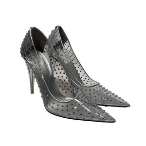 Valentino Garavani Silver Studded Pointed Toe Pumps